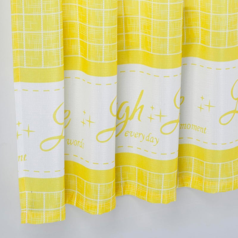 Decotex 3 Piece Live Love Laugh Gingham Check Plaid Kitchen Window Curtain Tiers and Valance Set (Yellow, 36" Tiers with 14" Valance) - Image 2